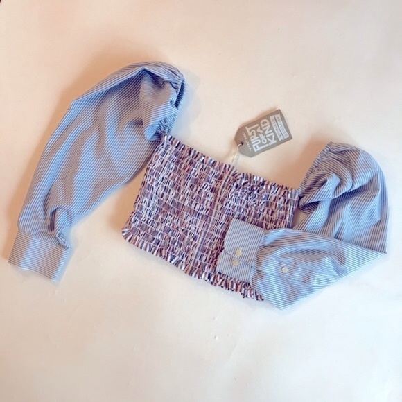 LF Furst of Kind Shirred Crop Top Sleeves NWT $120 - Picture 2 of 9